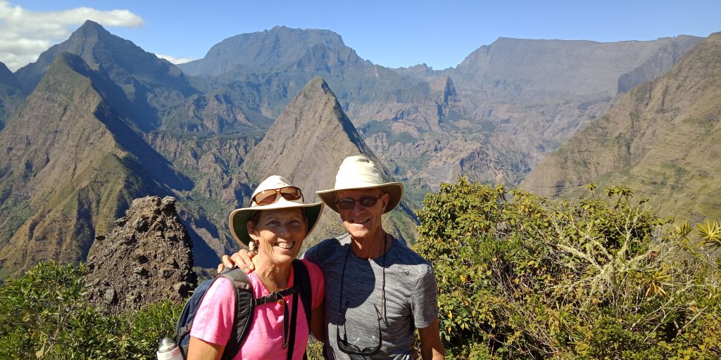 Jan and Rich in August 2018 at Cap Noir on Réunion island in the Indian Ocean east of Africa.