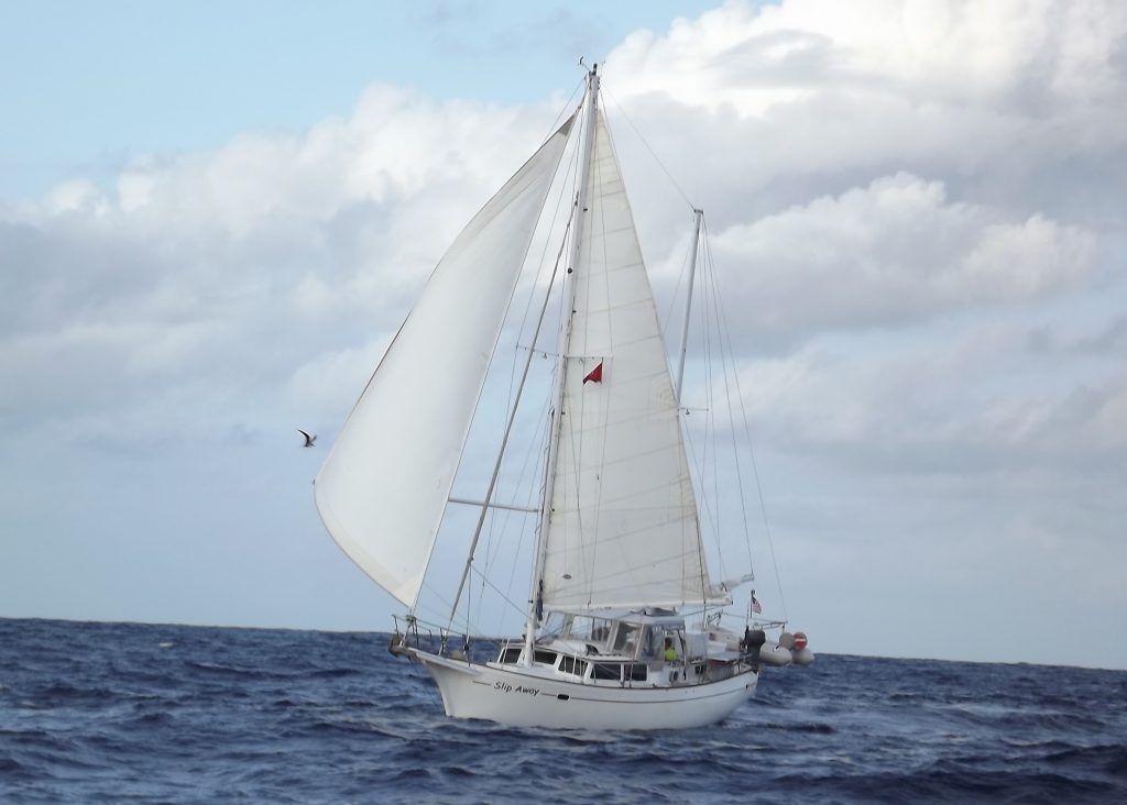 Jan and Rich's 41-foot ketch, Slip Away, en route to Samoa.