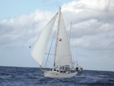 Jan and Rich's 41-foot ketch, Slip Away, en route to Samoa.